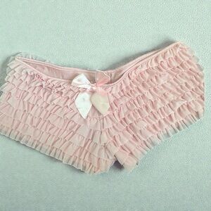 ✨ Coquette Pink Ruffle Micro Shorts – Vintage-Inspired Lingerie Aesthetic ✨ XL